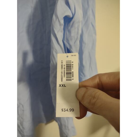 Old Navy Blue Flowy Button Up Shirt XXL Lightweight Classic Bohemian Easter - Picture 3 of 5